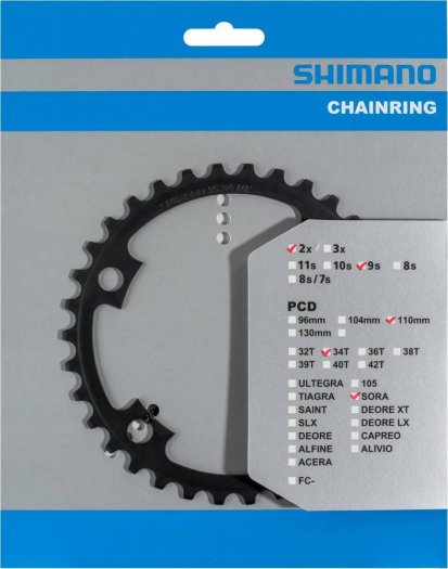 SHIMANO SORA [FC-R3000] LÁNCTÁNYÉR [34T] - FEKETE