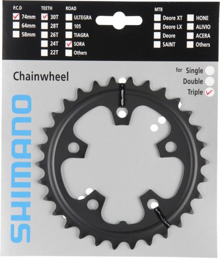 SHIMANO SORA [FC-3503/FC-R3030] LÁNCTÁNYÉR [30T] - FEKETE