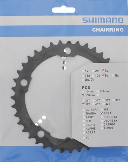 SHIMANO SORA [FC-3503/FC-R3030] LÁNCTÁNYÉR [39T] - FEKETE