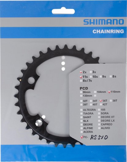 SHIMANO [FC-RS510] LÁNCTÁNYÉR [36T] - FEKETE
