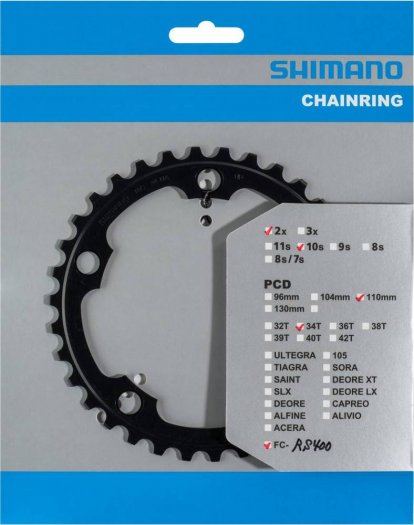 SHIMANO TIAGRA [FC-RS400] LÁNCTÁNYÉR [34T] - FEKETE