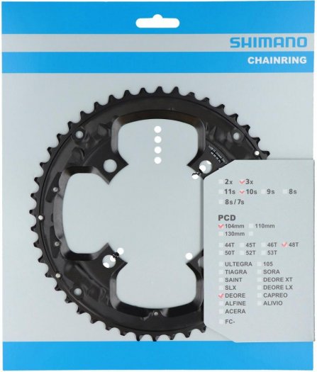 SHIMANO DEORE LX [FC-T6010] LÁNCTÁNYÉR [48T] - FEKETE - LÁNCVÉDŐ FURATTAL