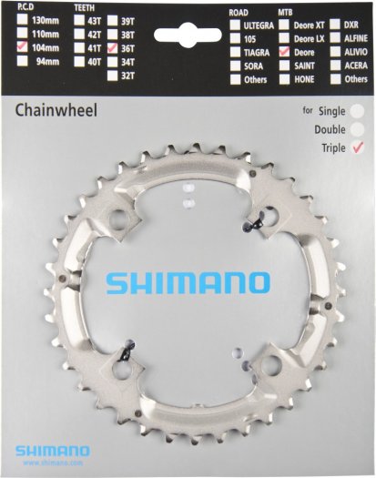 SHIMANO DEORE LÁNCTÁNYÉR [36T] - EZÜST - KIFUTÓ TERMÉK