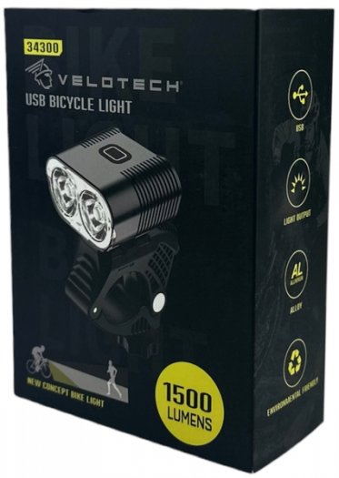 VELOTECH PRO 1500 LUMEN - KÜLSŐ AKKUMULÁTOROS ELSŐ LÁMPA USB