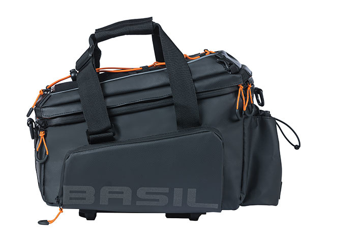 BASIL MILES TARPAULIN CSOMAGTARTÓ TÁSKA XL PRO [33 cm x 19 cm x 18 cm] [FEKETE- NARANCS] - KIFUTÓ TERMÉK